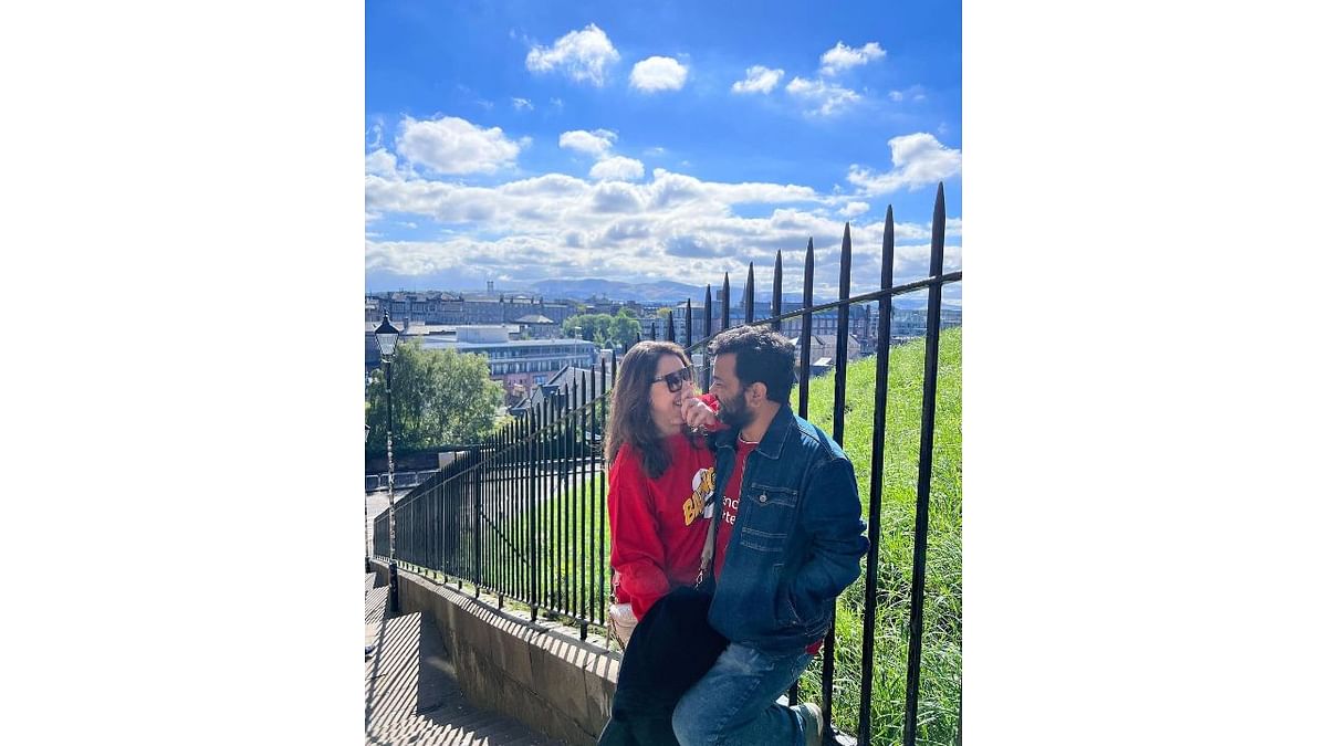Actress Maanvi Gagroo took to Instagram and shared a picture with her fiance and ace comedian Kumar Varun on Valentine's Day. Credit: Instagram/@maanvigagroo