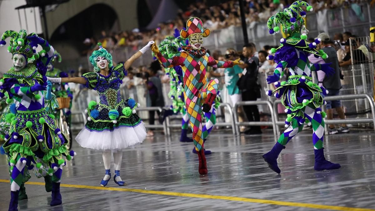 Participants from Unidos de Vila Maria school perform during the first night of the Carnival parade at Anhembi Sambadrome in Sao Paulo, Brazil. Credit: Reuters Photo