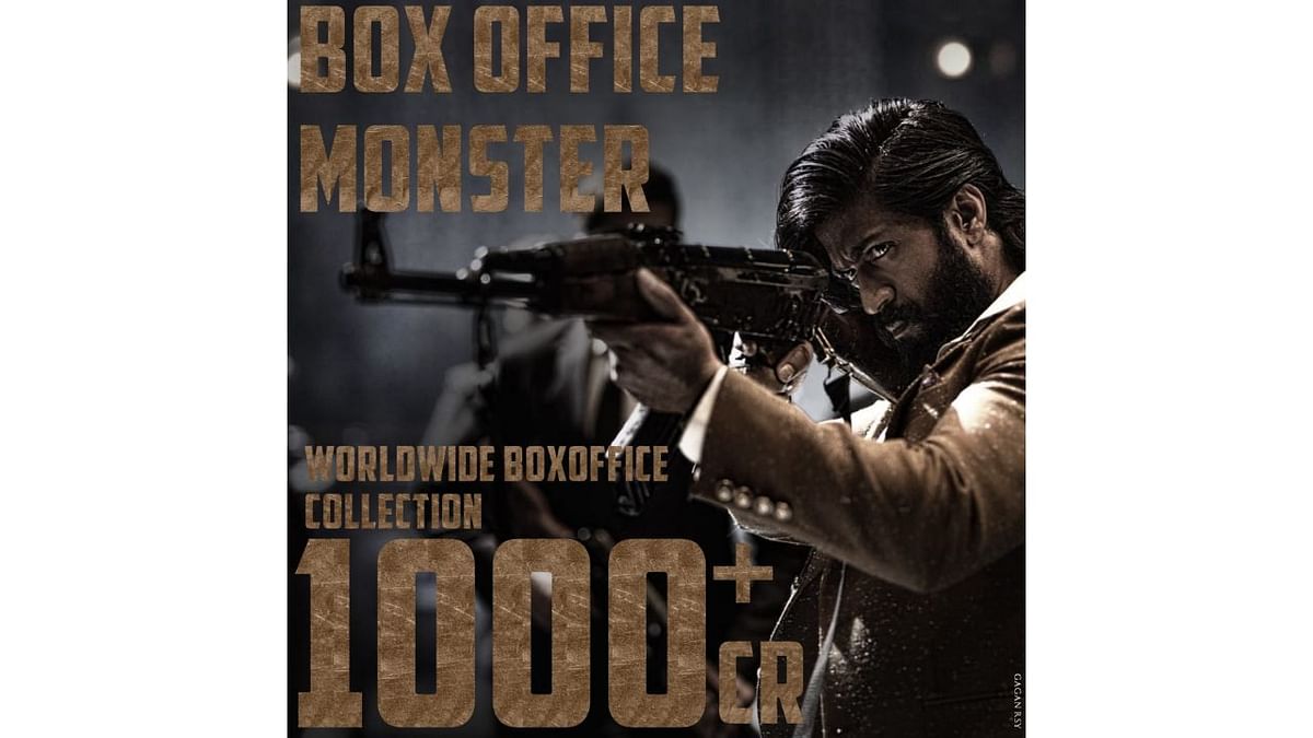 Yash's 'KGF: Chapter 2' took 16 days to touch the magic figure of Rs 1,000 crore at the box-office. Credit: Special Arrangement