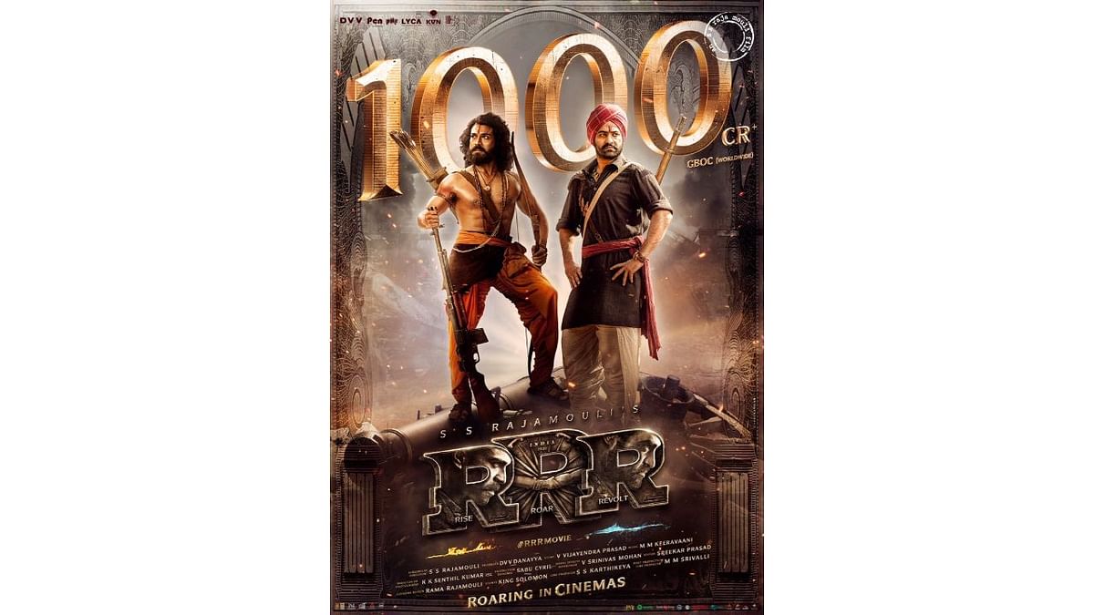 S S Rajamouli's period action drama 'RRR' entered the '1,000 crore club' on the 16th day of its release. Credit: Special Arrangement
