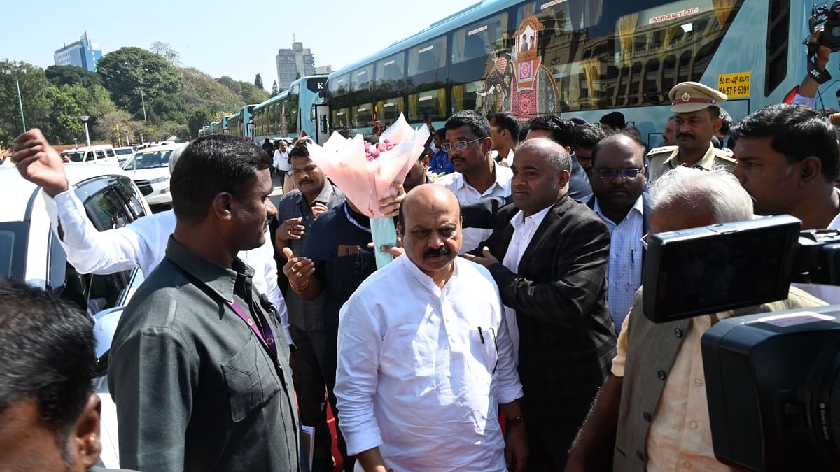 Chief Minister Basavaraj Bommai launched Ambari Utsav buses with the tagline 'Celebration of Journey'. Credit: DH Photo/ BK Janardhan