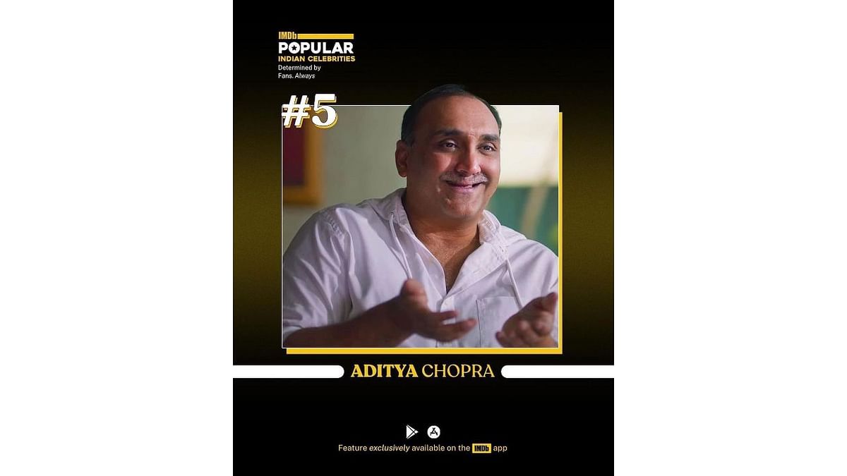 Fifth on the list was YRF honcho Aditya Chopra who became the talk of the town with his appearance on the new Netflix documentary series, 'The Romantics' which traced his father Yash Chopra's filmmaking career. Credit: Special Arrangement