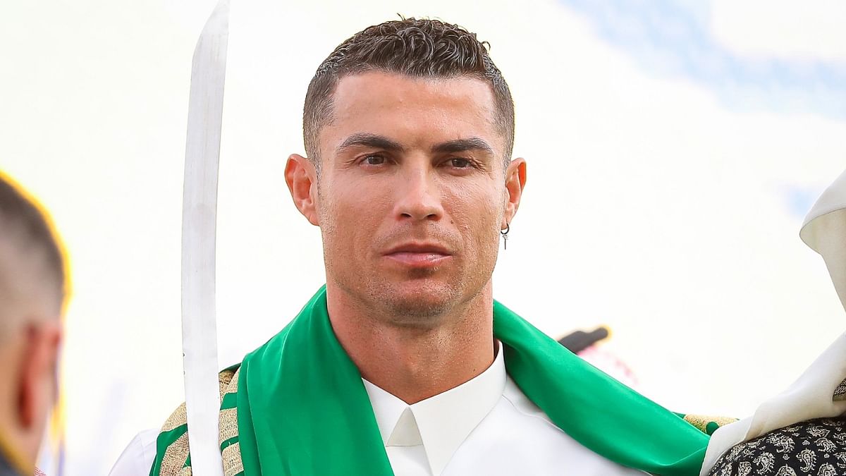 Cristiano Ronaldo celebrates Saudi Arabia's Founding Day wearing local traditional clothes at Al-Nassr Football Club in Riyadh. Credit: Reuters Photo
