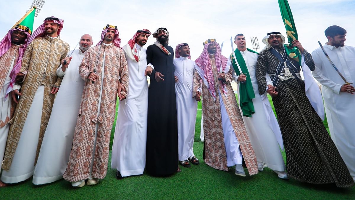 Al-Nassr Football Club players and officials are seen celebrating Saudi Arabia's Founding Day in Riyadh. Credit: Reuters Photo