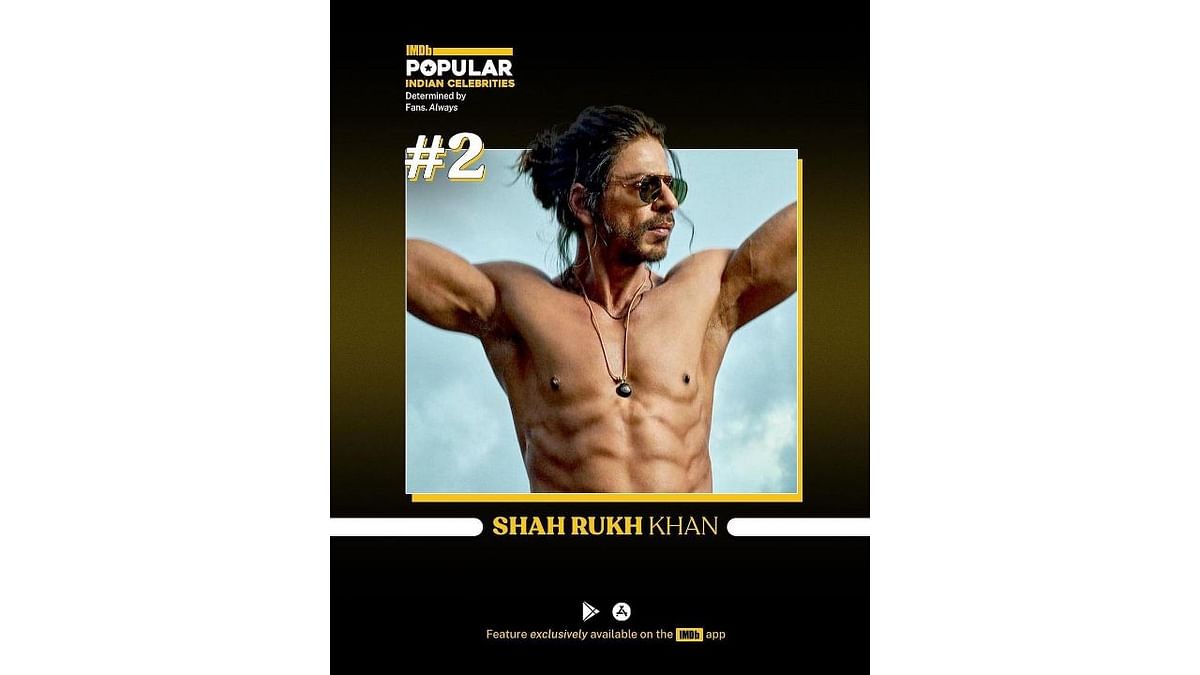 Bollywood superstar Shah Rukh Khan, who made a strong comeback with 'Pathaan', was ranked second on the list. Credit: Special Arrangement