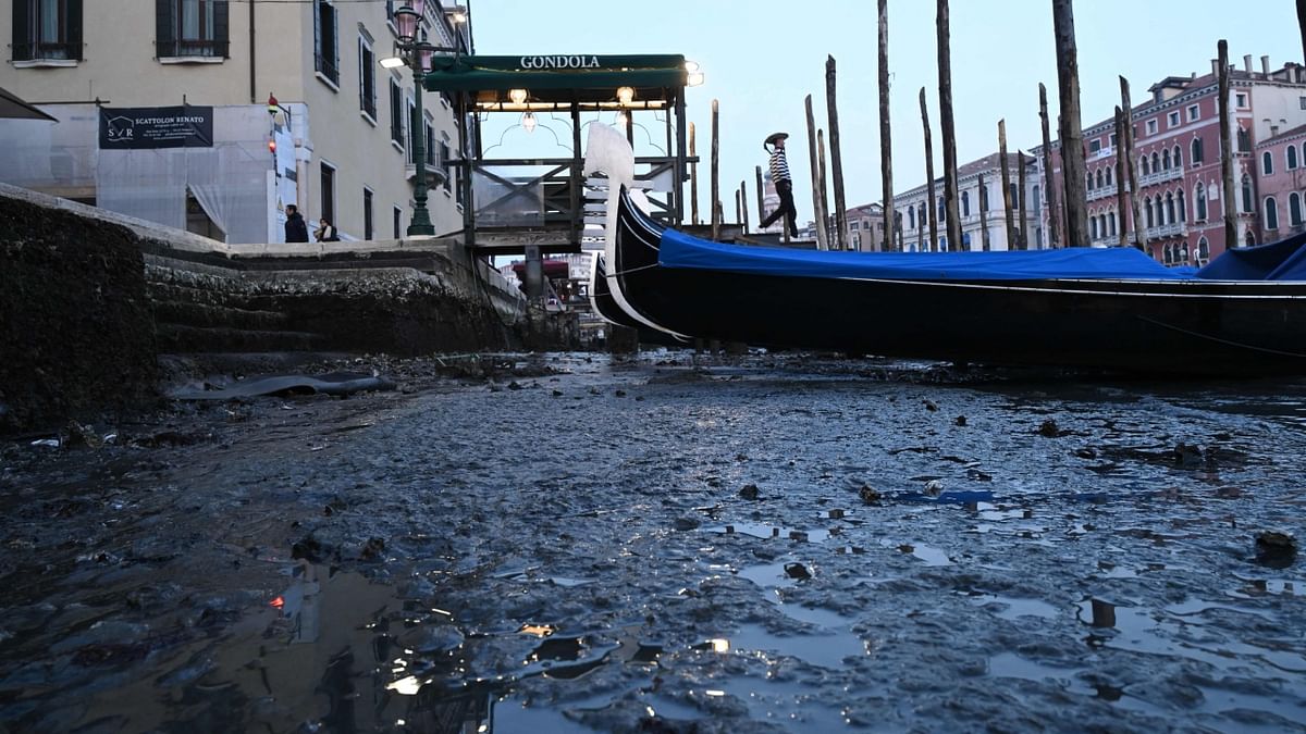 Since the canals essentially serve as streets in Venice, the phenomenon of the last few days has added to the challenges of every-day life in the lagoon city. Credit: AFP Photo