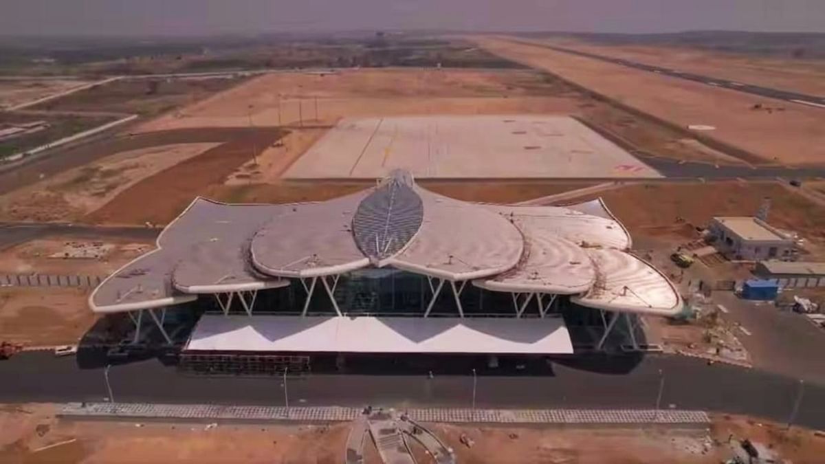 Prime Minister Narendra Modi inaugurated the Shivamogga airport with a lotus-shaped terminal on February 27. Credit: Twitter/@BSYBJP