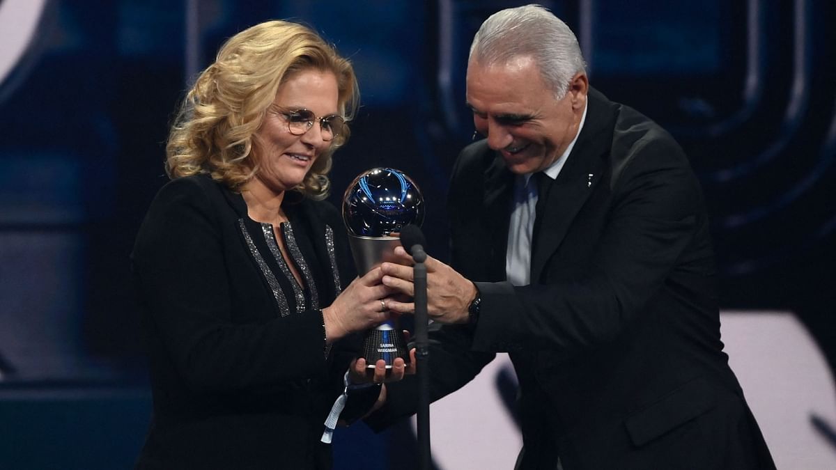 The Best FIFA Women’s Coach - Sarina Wiegman continues to be the favourite as she bagged the award for the third time in the women's coach category. Credit: AFP Photo