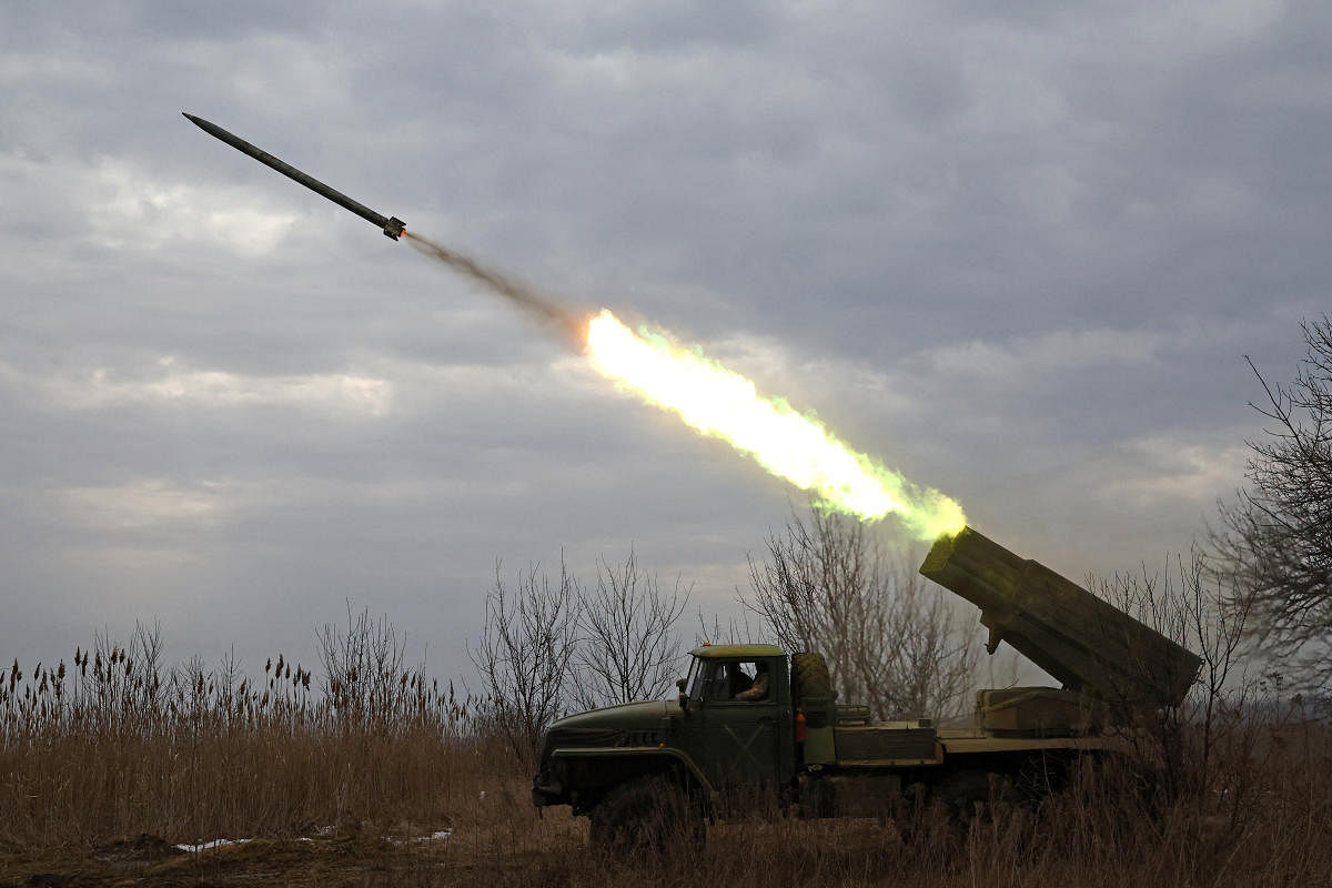 An MLRS, Multiple Launch Rocket System, based on the BM-21