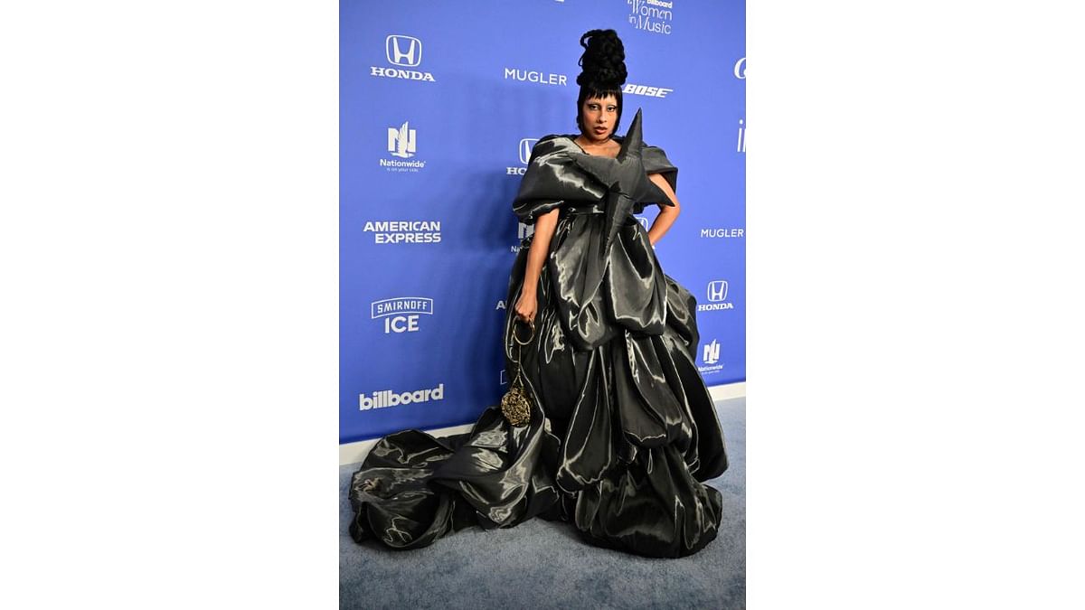 Singer Laya wore a black gown for the 2023 Billboard Women in Music awards. Credit: AFP Photo