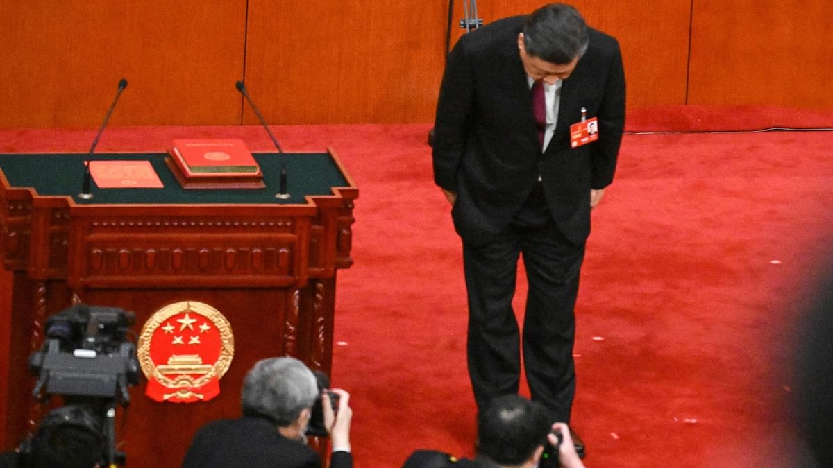 Xi Jinping was unanimously elected to the top post at the ongoing session of the 14th National People's Congress (NPC) on Friday. Credit: AFP Photo