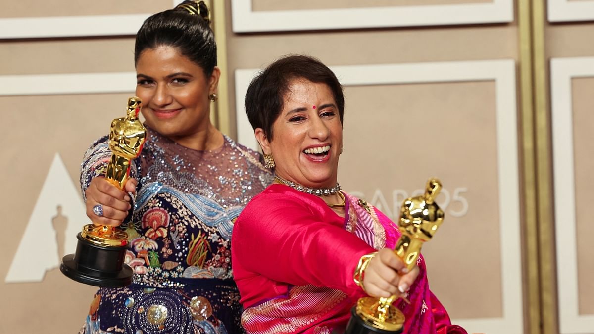 Another big win for India came as the film 'The Elephant Whisperers' won the Oscar in the 'Best Documentary Short' film category at the 95th Academy Awards. Director of the film Kartiki Gonsalves and producer Guneet Monga took centre stage to accept the honour. Credit: Reuters Photo