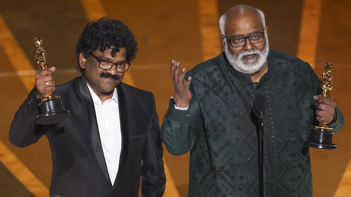 'Naatu Naatu' song from 'RRR' created history by winning the 'Best Original Song ' award at the 95th Academy Awards. It is the first song from an Indian production to win in the category. Credit: Reuters Photo