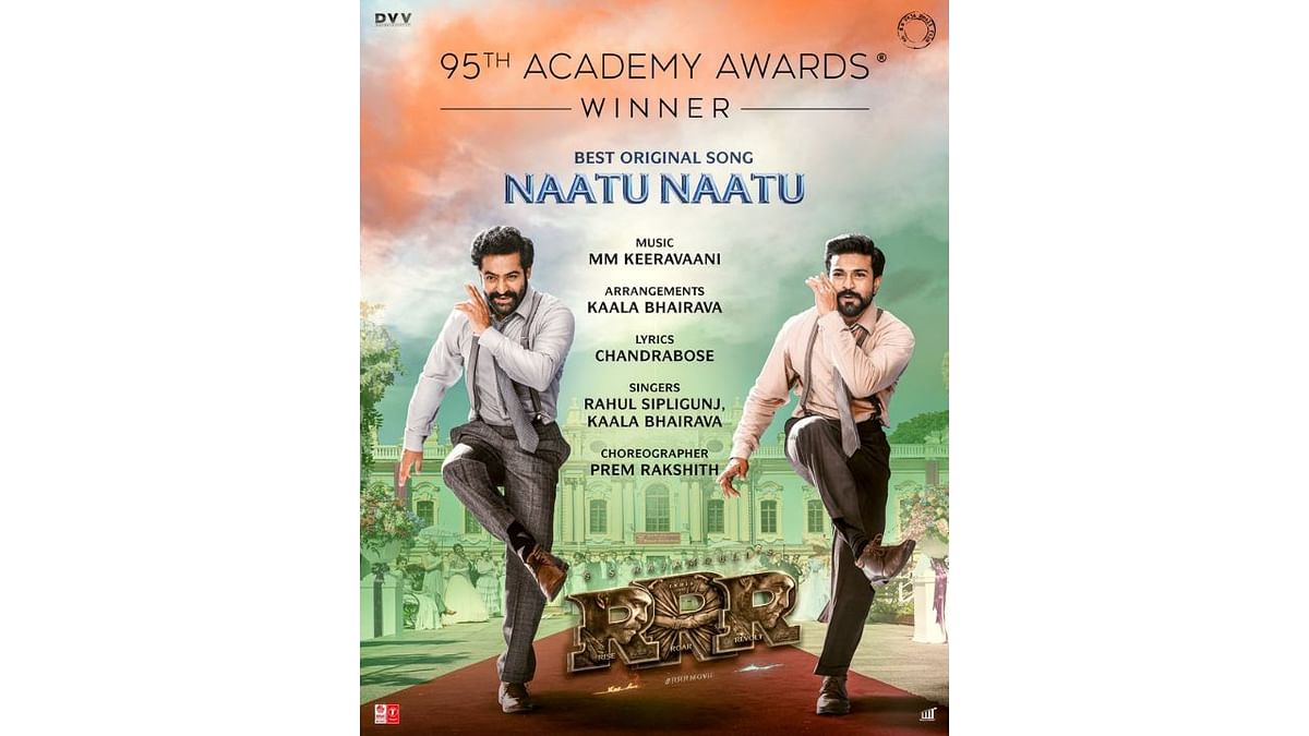 Foot-tapping number 'Naatu Naatu' from SS Rajamouli's 'RRR' scripted history at the 95th Academy Awards as it became the first song from an Indian film to earn a nomination. Credit: Twitter/@RRRMovie