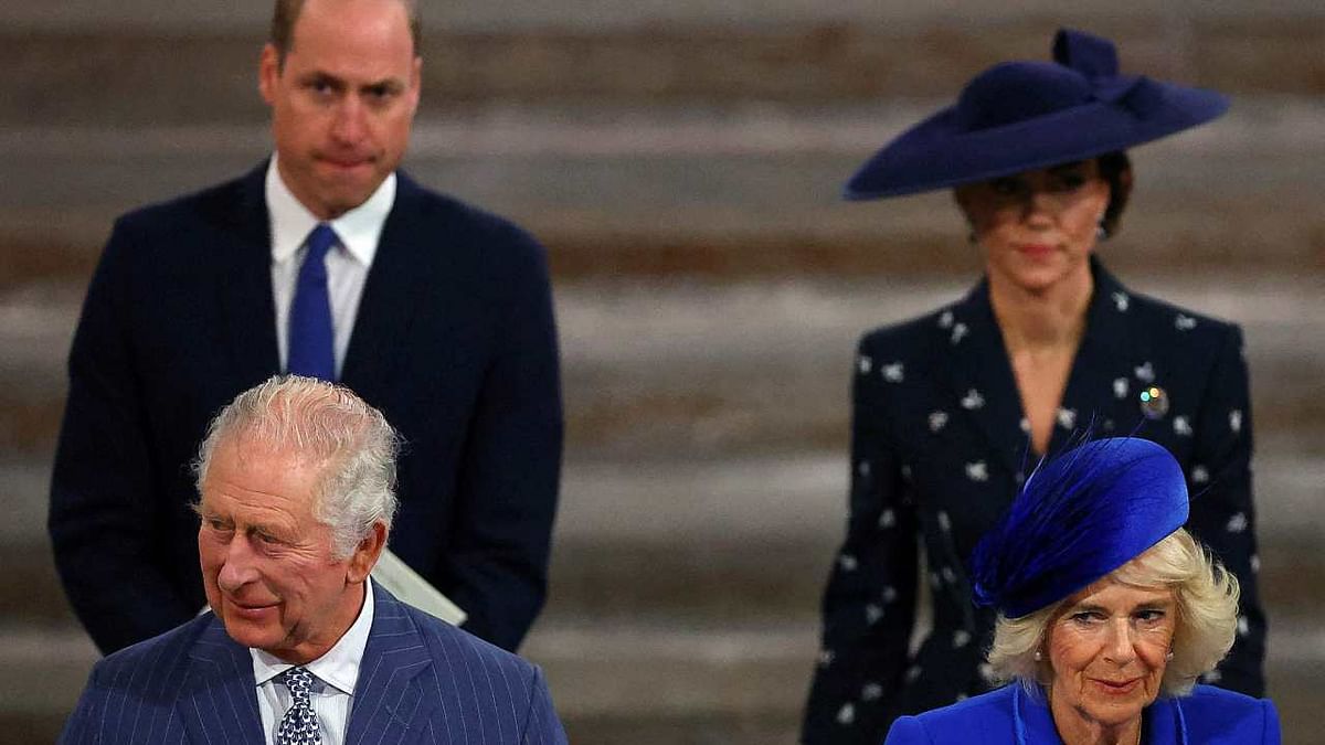 Britain's King Charles III, Britain's Camilla, Queen Consort, Britain's Catherine, Princess of Wales and Britain's Prince William, Prince of Wales arrive to attend the Commonwealth Day service ceremony. Credit: AFP Photo