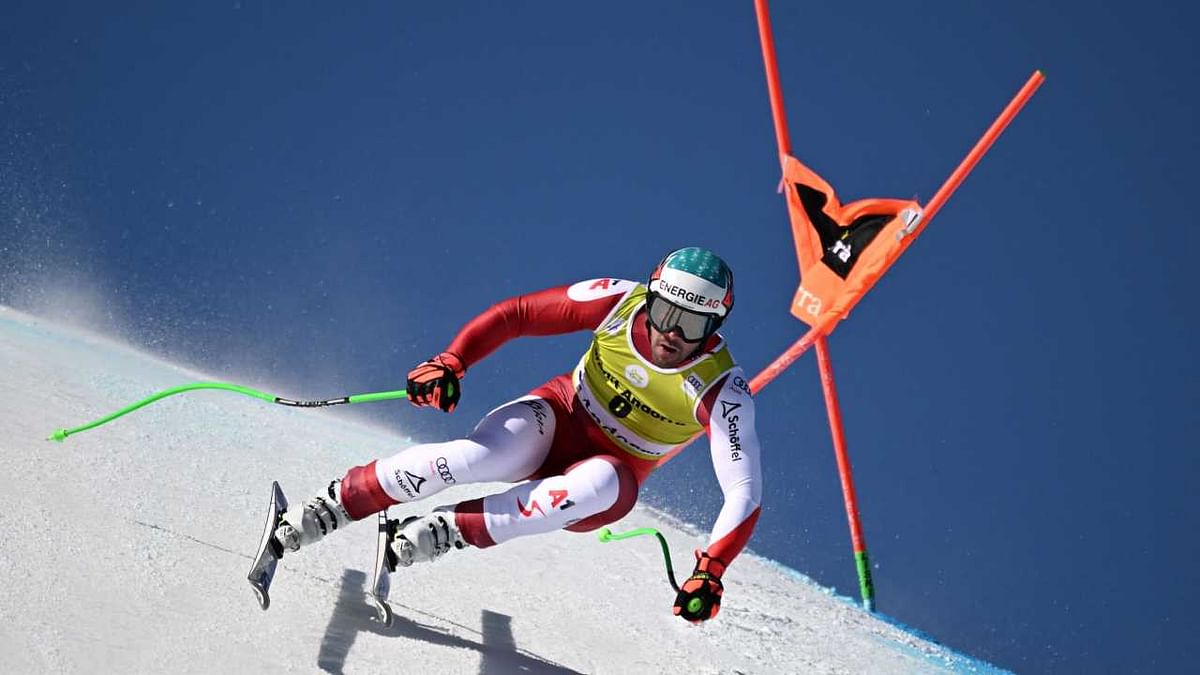 Austria's Vincent Kriechmayr competes the men's downhill race of the FIS Alpine Ski World Cup finals. Credit: AFP Photo