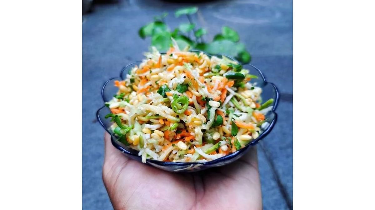 Kosambari: This crunchy nutritionally rich salad which has no cholesterol, will leave you feeling fresh. Credit: Instagram/@vindhyakechatore