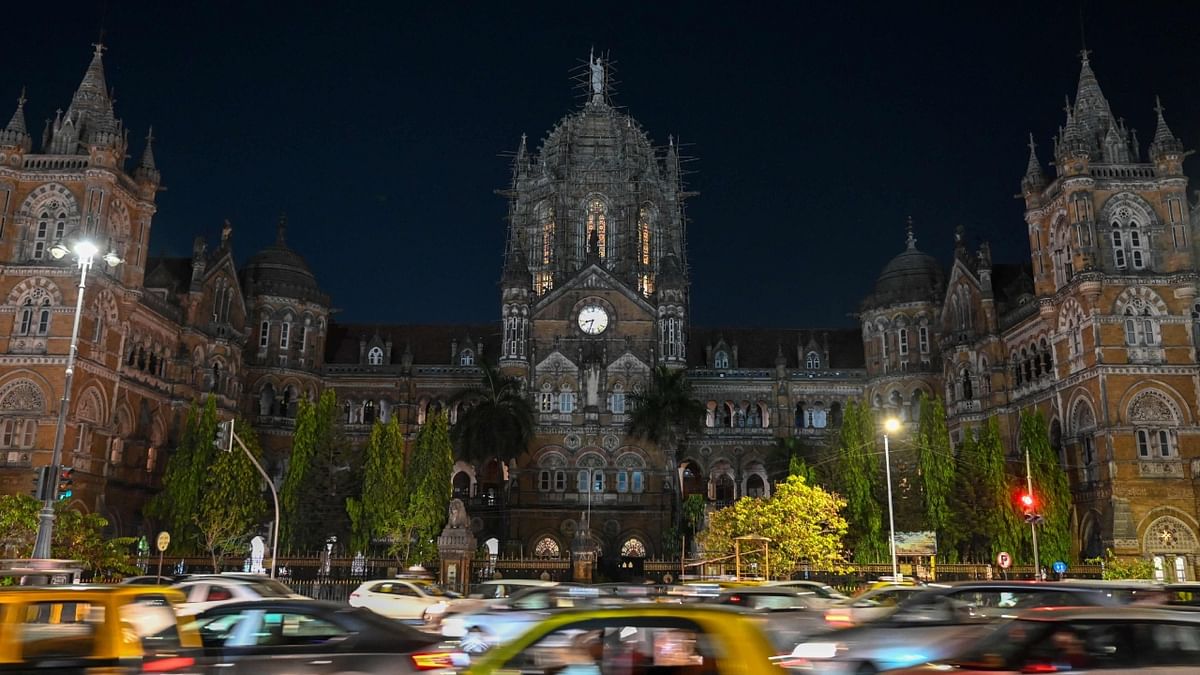 The Chhatrapati Shivaji Terminus (CST) railway station in Mumbai, after the lights were turned off to mark the Earth Hour environmental campaign. Credit: AFP Photo