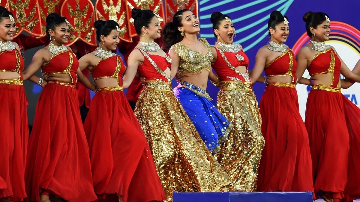 Rashmika Mandanna rocks the stage with her performance at the opening ceremony of the IPL 2023. Credit: AFP Photo