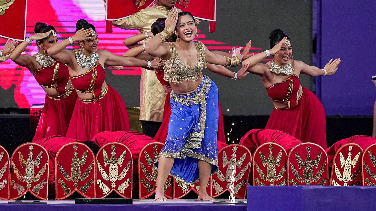 Rashmika Mandanna performs at the opening ceremony of the IPL 2023. Credit: PTI Photo