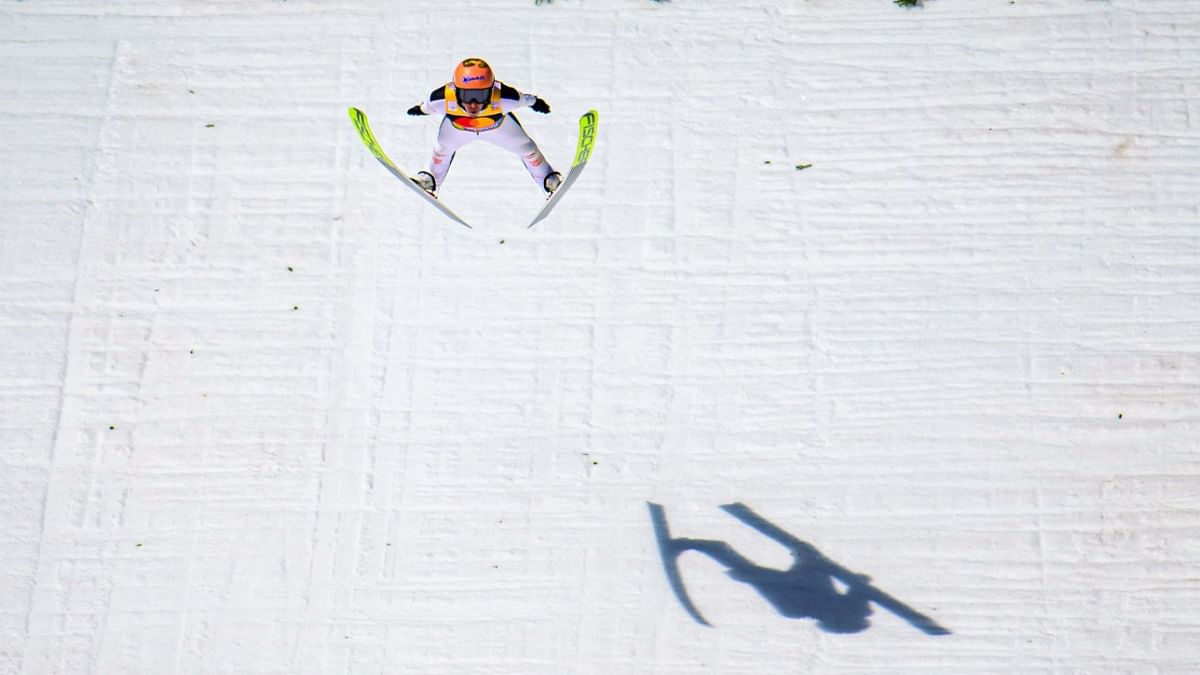 Austria’s Stefan Kraft competes during the first round of the Men Flying Hill Team competition, part of the FIS Ski Jumping World Cup in Planica. Credit: AFP Photo