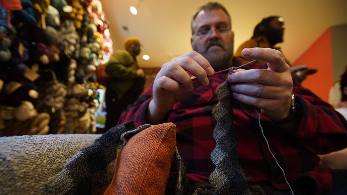 Knitting among men has seen huge popularity in the United States in this age of pandemic and self-care. Credit: AFP Photo