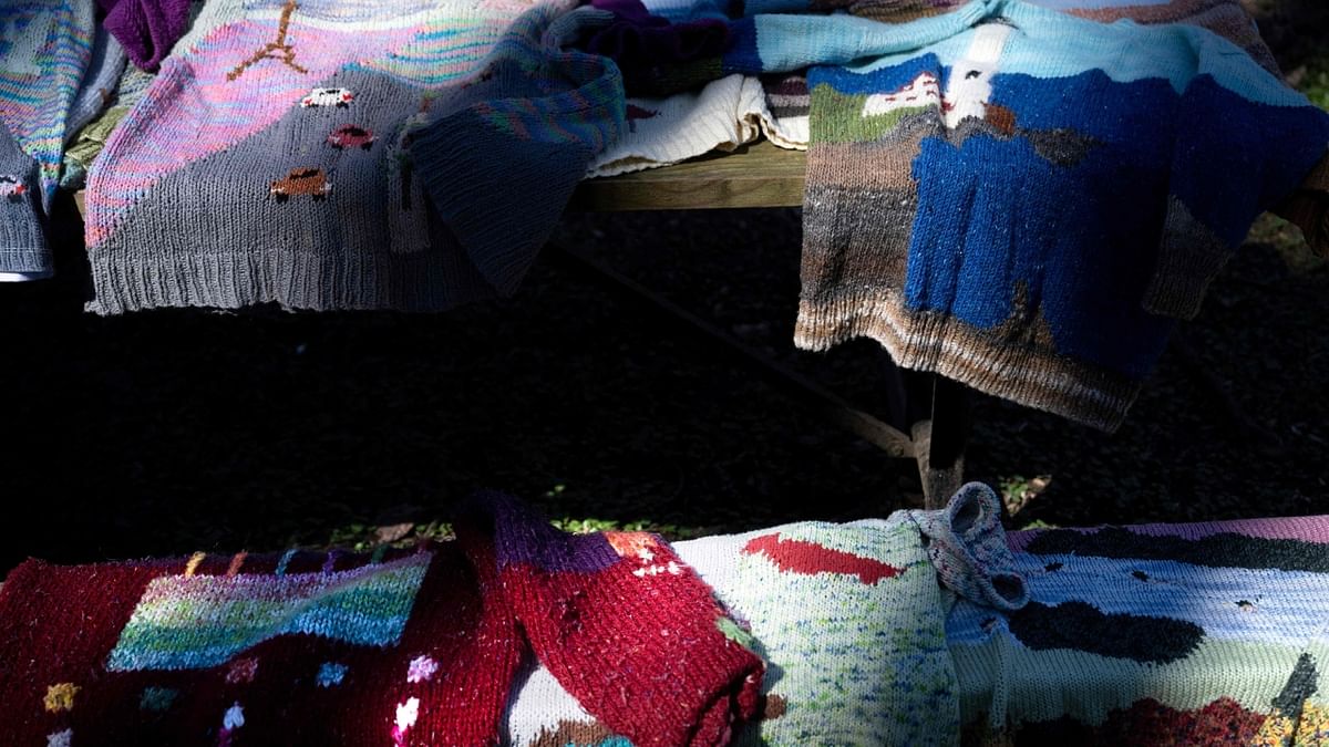 A look at the sweaters made by Sam Barsky, whose professional knitting led to him becoming a social media influencer, in Cockeysville, Maryland, US. Credit: AFP Photo