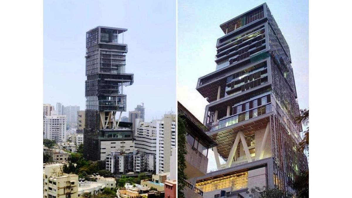 Rank 02 | Antilia - $2 billion. Named after a mythical island in the Atlantic, the luxe 27-storey cantilevered Antilia is India’s most expensive house worth $2B, owned by the Ambanis and is spread over 4,00,000 sq ft in Mumbai. Credit: Twitter/@TrueIndology