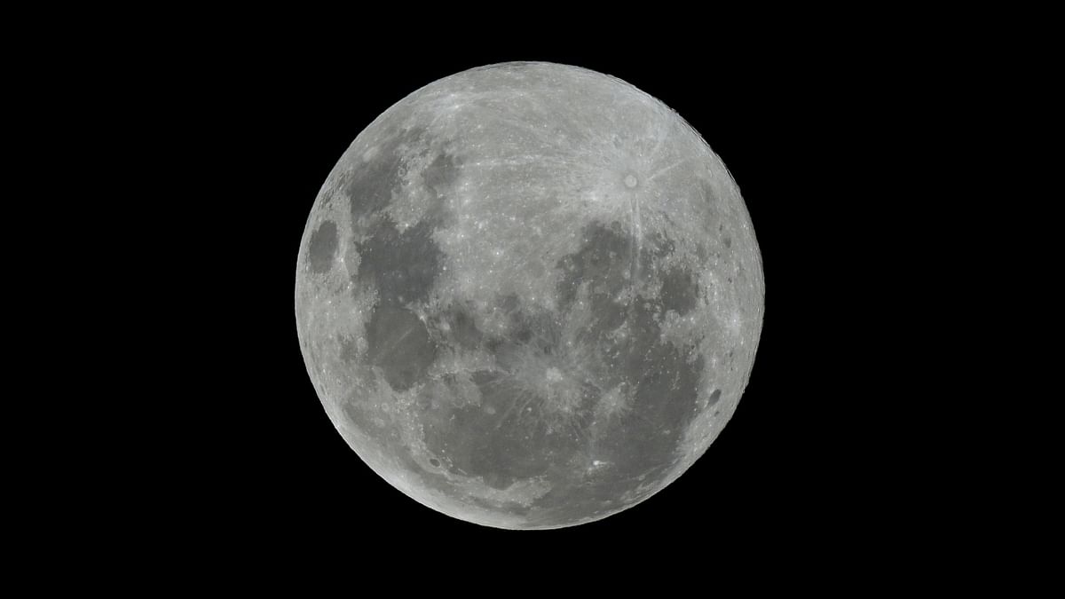 The full pink moon is seen as it rises above the sky in La Plata, Argentina. Credit: AFP Photo