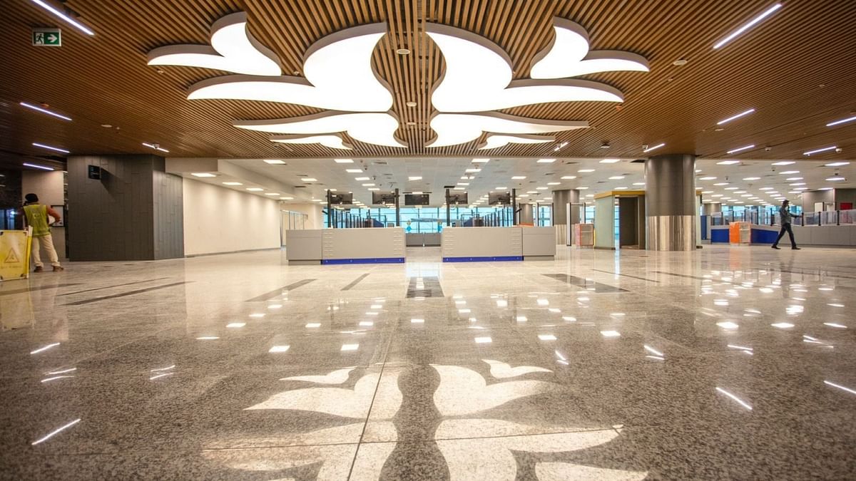 The new integrated terminal is spread across 2.20 lakh square metres and would cater to the growing air traffic in Tamil Nadu, according to Chennai airport officials. Credit: Twitter/@VanathiBJP