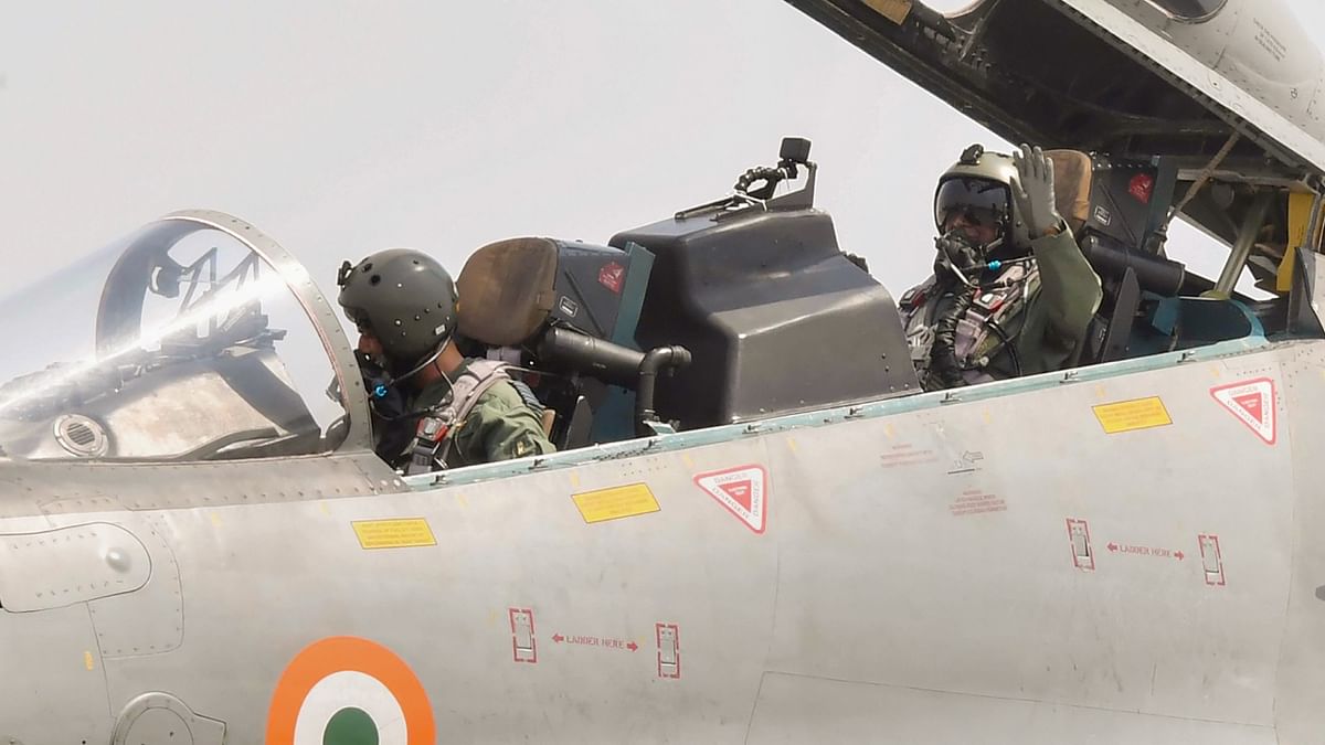 Group Captain Naveen Kumar Tiwari, the Commanding Officer of the 106th Squadron, flew her in a Sukhoi-30 MKI that took off from the Indian Air Force base in Tezpur. Credit: PTI Photo