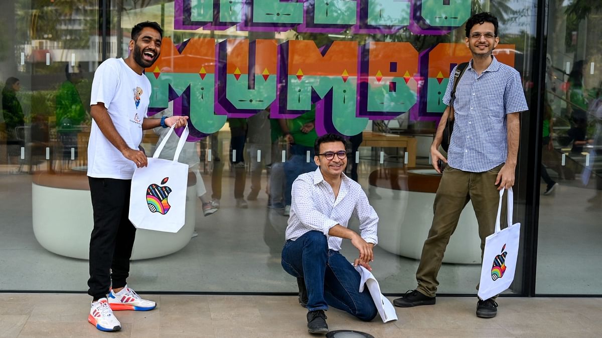 Apple's store openings across the globe has witnessed fans queuing up to become the first customer, and it remains the same in Mumbai as ardent Apple fans have gatehred in great numbers to be the 'first customer'. Credit: AFP Photo
