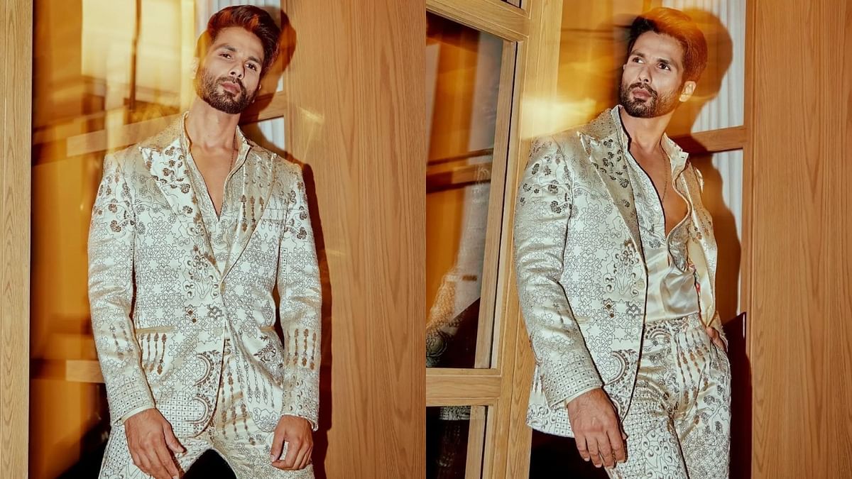 Shahid Kapoor: Impactful prints are making a fashionable comeback. Shahid Kapoor is channeling all things cool in this printed wall paper-esque custom suit. Credit: Instagram/@shahidkapoor