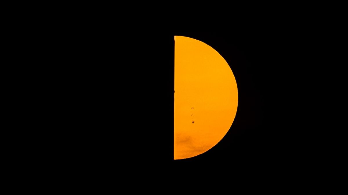 Photographer John Kraus captured this picture of the 'super heavy solar eclipse' and shared it on social media. Credit: Twitter/@johnkrausphotos