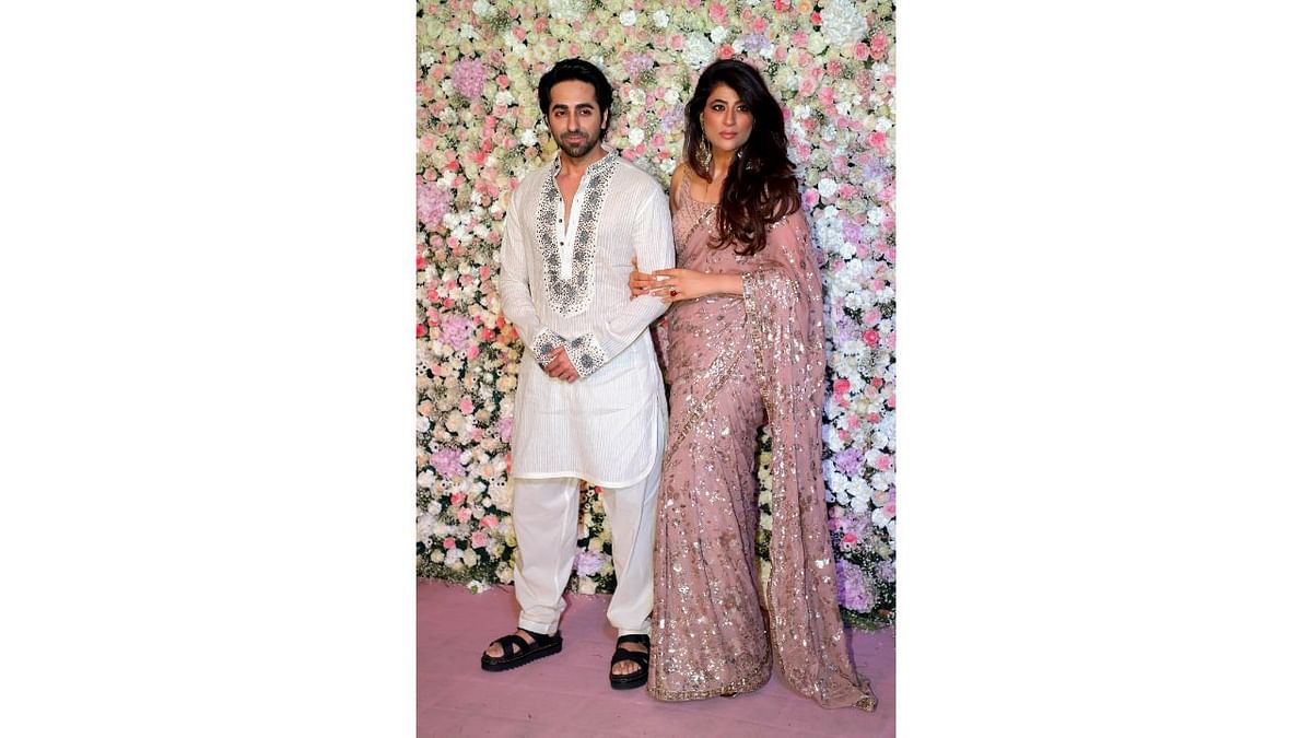 Bollywood actor Ayushmann Khurrana and his wife Tahira Kashyap also attended the Eid party in Mumbai. Credit: PTI Photo