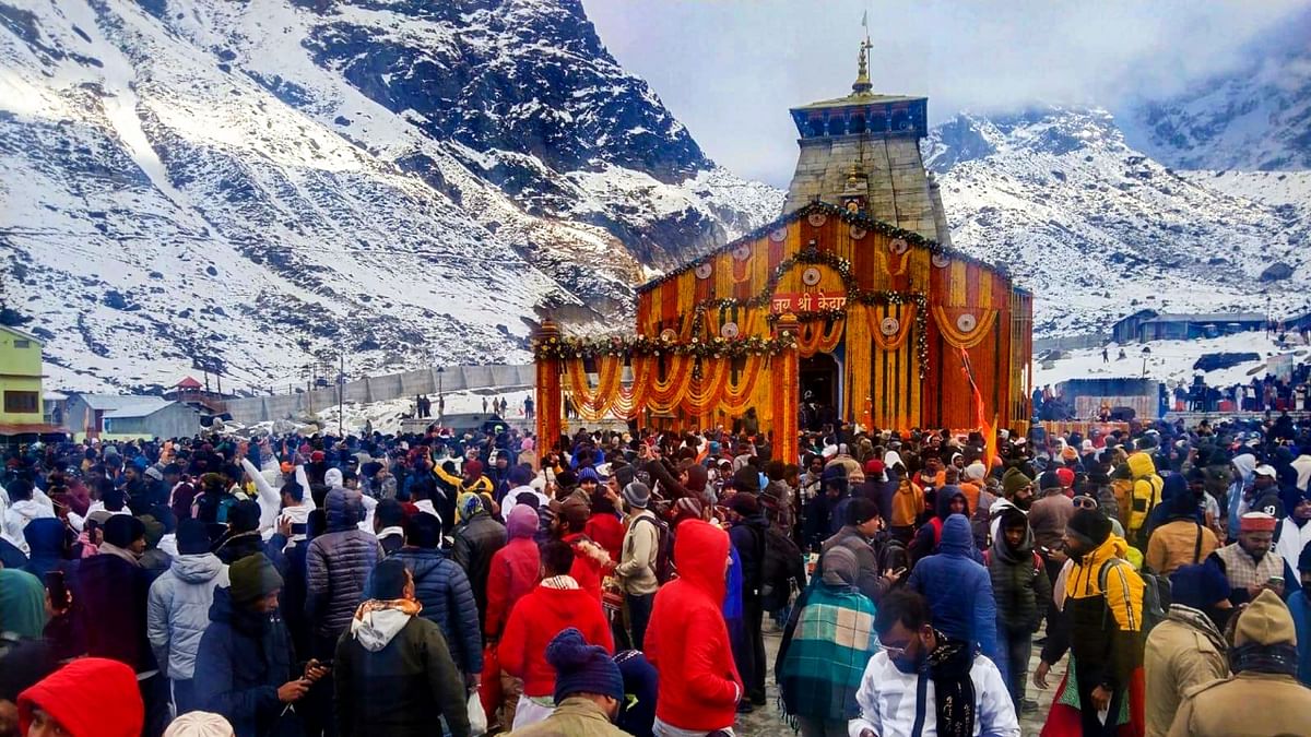 Kedarnath and its surroundings areas are covered under a blanket of snow following intermittent snowfall in the area over the past few days. Credit: PTI Photo