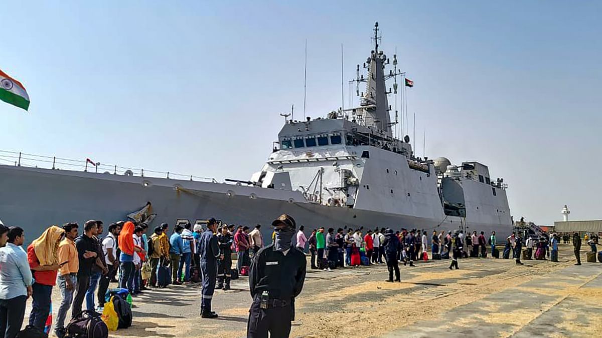 On Sunday, India said it has positioned two transport aircraft of the IAF in Jeddah and naval ship INS Sumedha at Port Sudan. Credit: PTI Photo