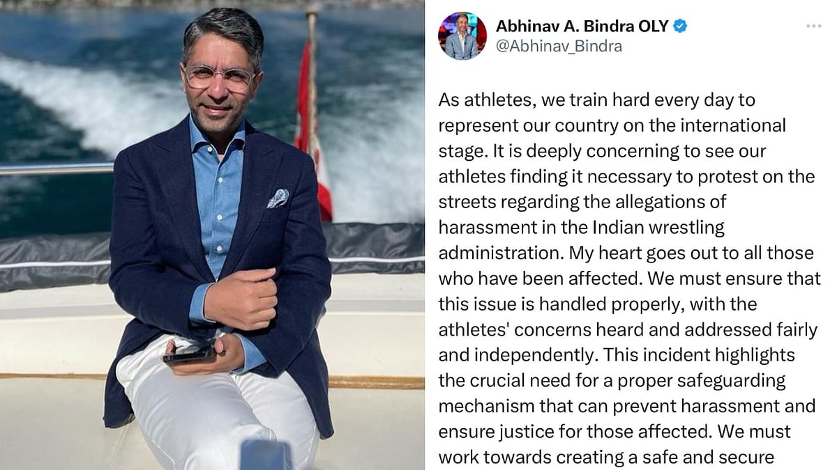2008 Beijing Games shooting champion Abhinav Bindra too voiced his support for the wrestlers. Credit: Special Arrangement