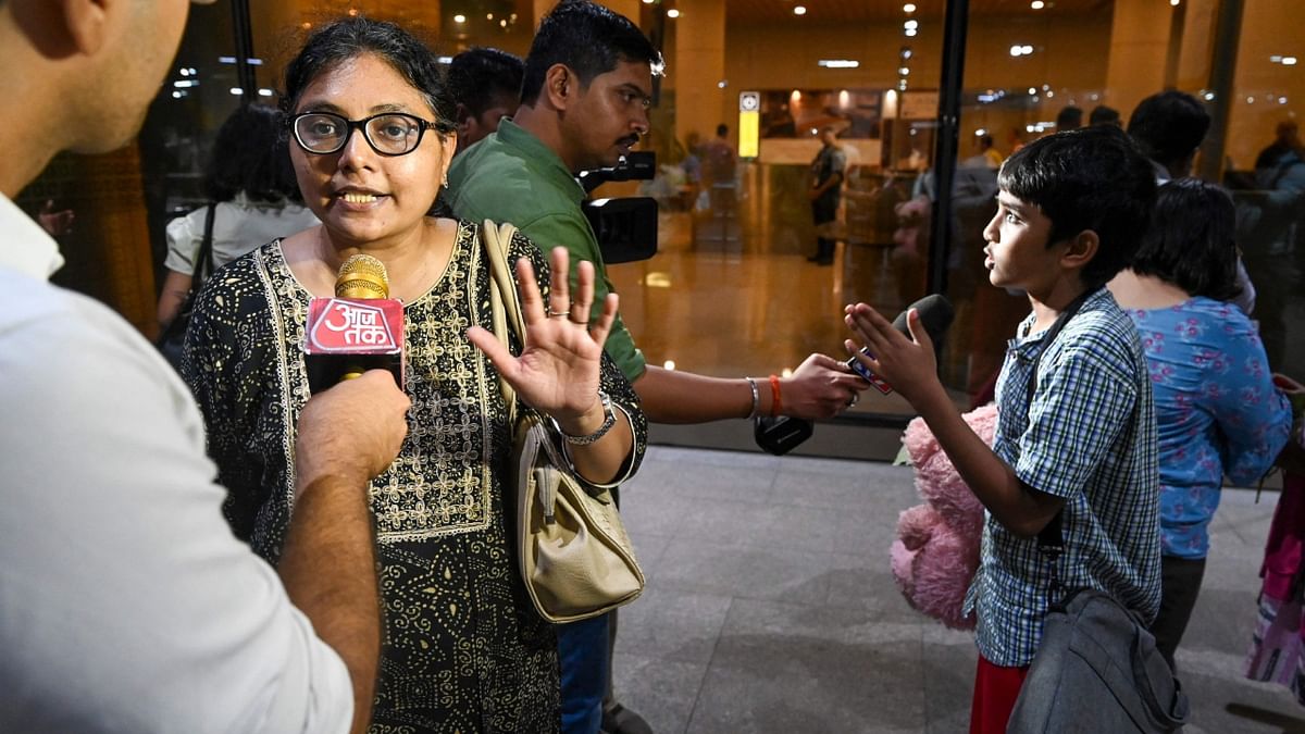 Divya Rajasekharan, among the first batch of nine Tamils evacuated from Sudan, reached Chennai from Delhi.