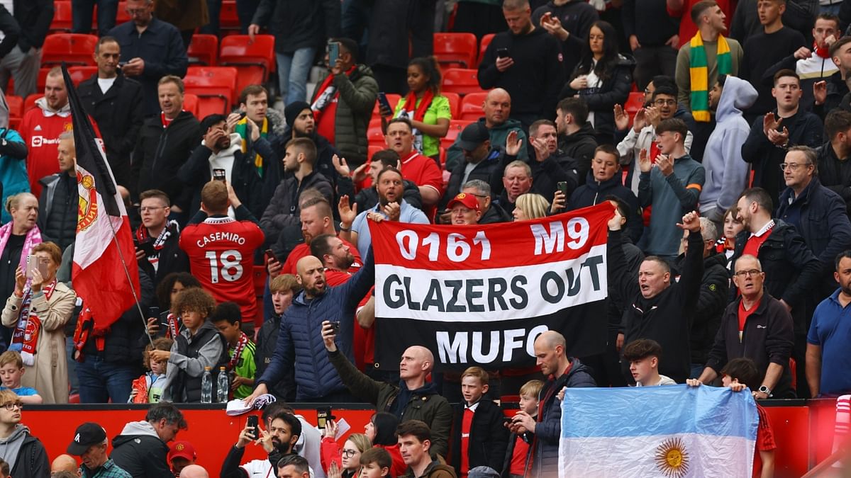 Fans were urged to wait until 18 minutes after kickoff to take their seats, to represent the 18 years that the Glazers have been in control of the storied football team. Credit: Reuters Photo