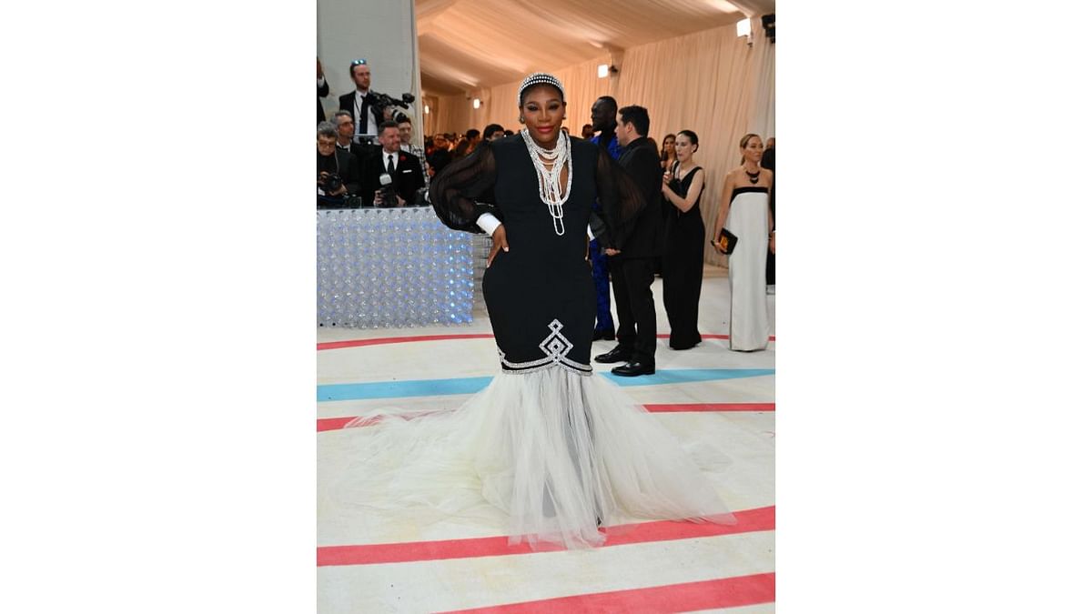 Serena Williams wore a flapper Gucci look when she announced she's pregnant with her second child. Credit: AFP Photo