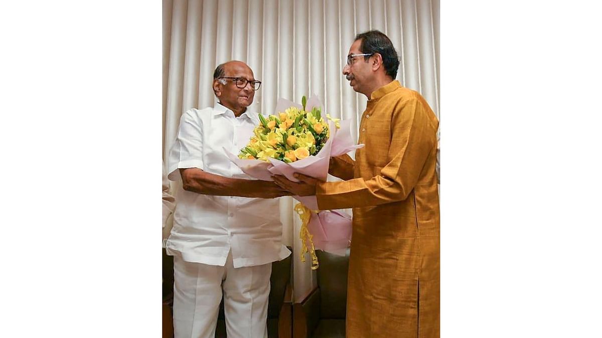 In the 2014 Maharashtra Assembly elections, BJP won 105 seats. The Shiv Sena, Congress and NCP continued negotiations to form an alliance, and Sharad Pawar later announced that Uddhav Thackeray had been unanimously chosen to head the new government. Credit: PTI Photo