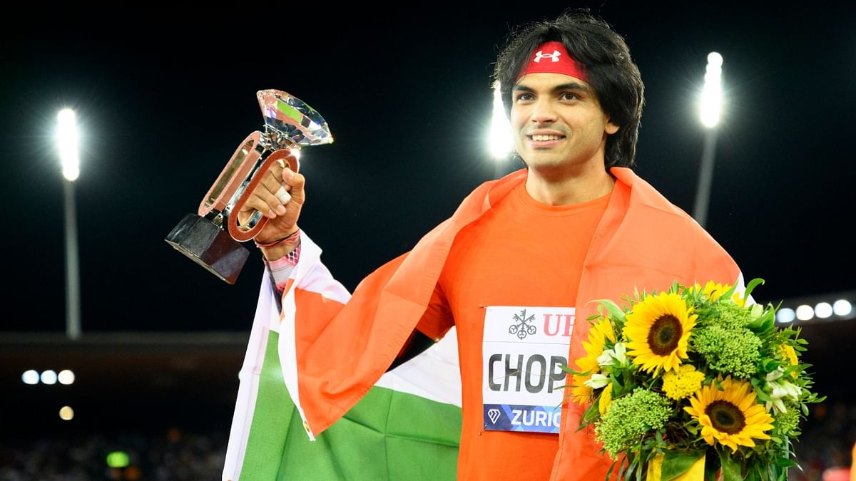 Neeraj won the Men's Javelin event at the Zurich Diamond League final in 2022 with a best throw of 88.44m, this was his fourth best throw. Credit: AP Photo