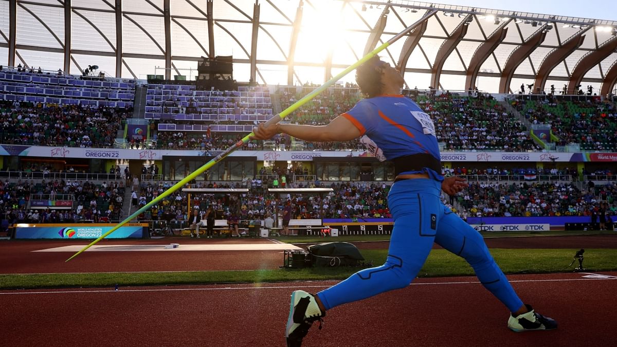 Another historic throw by Neeraj Chopra came at the World Athletics Championships 2022 in Oregon. The 88.13m long throw earned him a sliver at the tournament. Credit: Reuters Photo