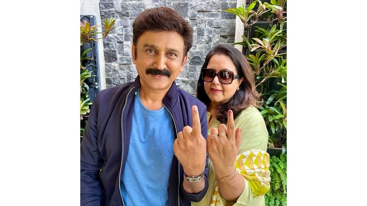 Ramesh Arvind shared a photo along with his wife after casting their votes. Credit: Instagram/@ramesh.aravind.official