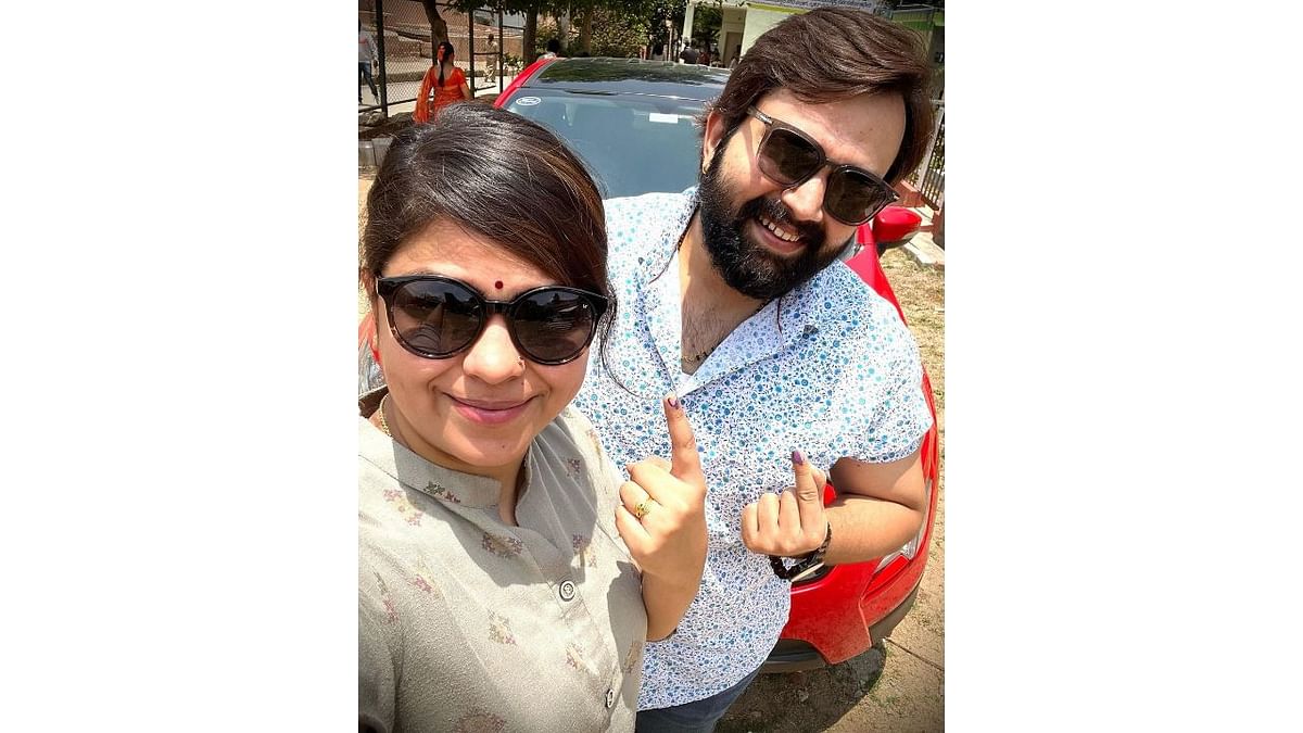 Celebrity couple Rishika Sharma and Nihal R also posted pictures with ink-marked fingers. Credit: Instagram/@mr_nihalr