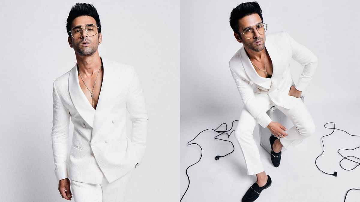 Pulkit Samrat recently made heads turn when he styled in a custom silk Anuj Madaan white jacket at an award function. Credit: Instagram/@pulkitsamrat