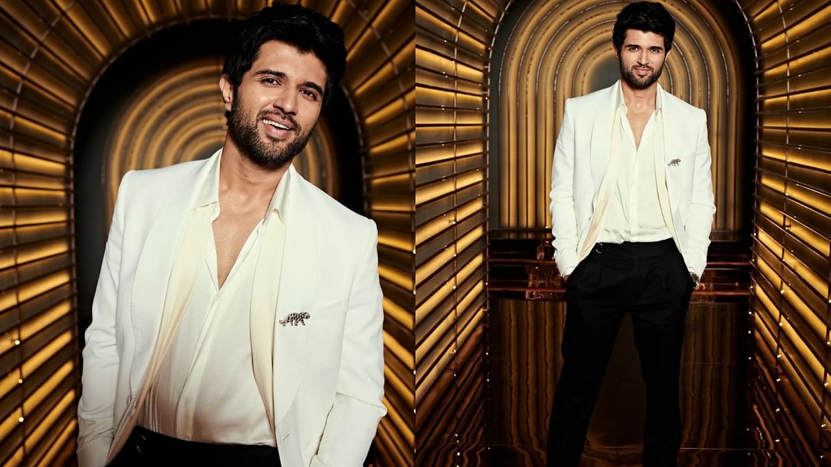 Dressed in Zafar and Shadab, Vijay Deverakonda showed us how pulling off a proper suit requires a careful balance between a structured silhouette and accessories like a scarf and a diamond studded vintage lapel pin. Credit: Instagram/@thedeverakonda