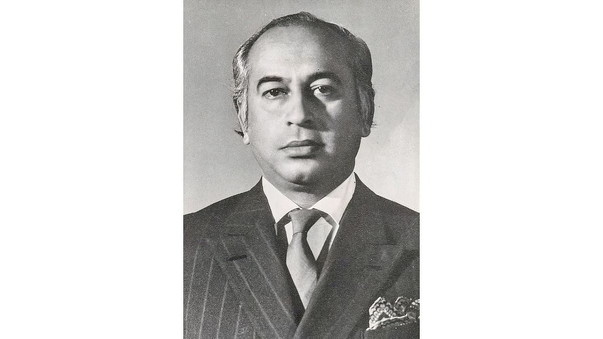 Zulfikar Ali Bhutto: The founder of the PPP political party, Bhutto was arrested in 1977 following a military coup led by General Muhammad Zia-ul-Haq. He was later sentenced to death and was hanged in a jail in Rawalpindi. Credit: Twitter/@Pamphlet_in