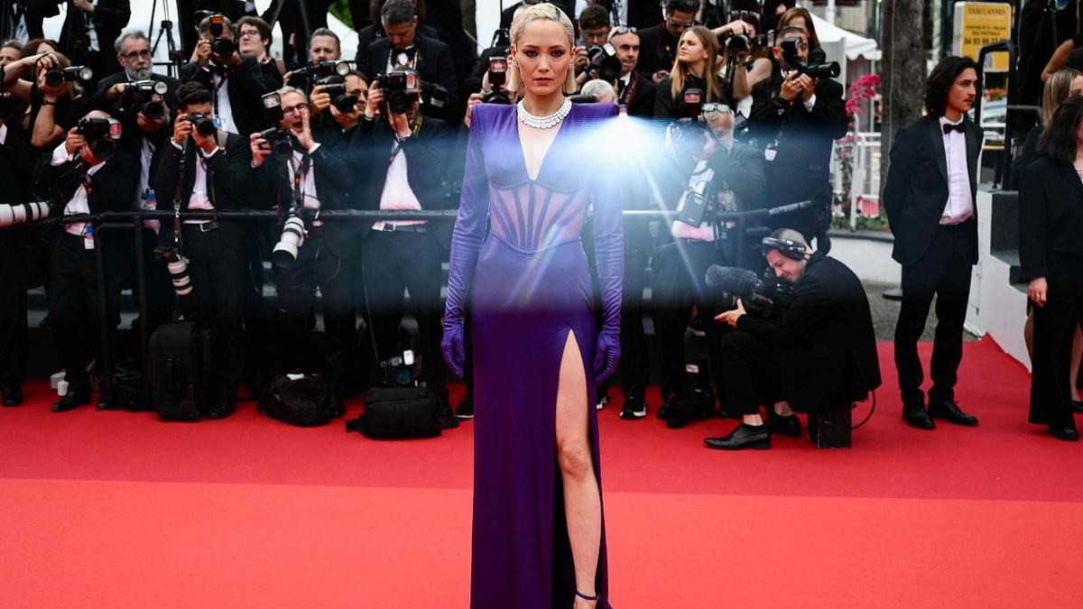 'Guardians of the Galaxy' star Pom Klementieff graced the red carpet in a custom Atelier Versace gown. Credit: AFP Photo